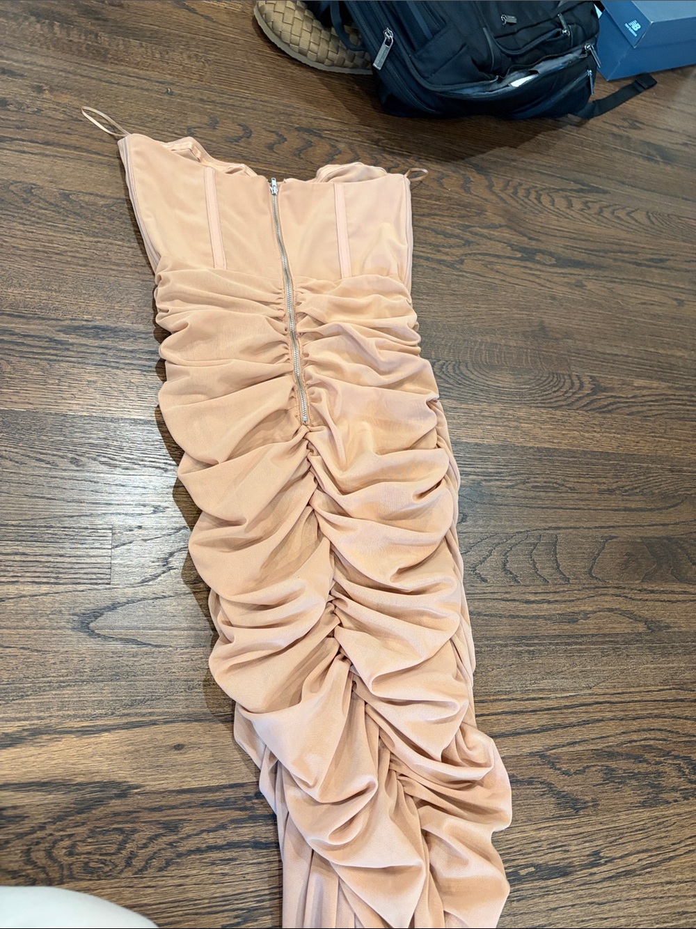 Strapless Ruched Midi Dress - Picture 3 of 8